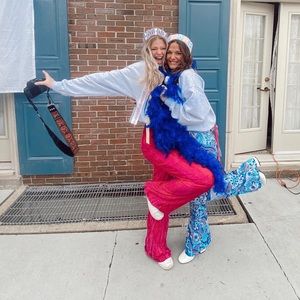 Pink crushed velvet pants